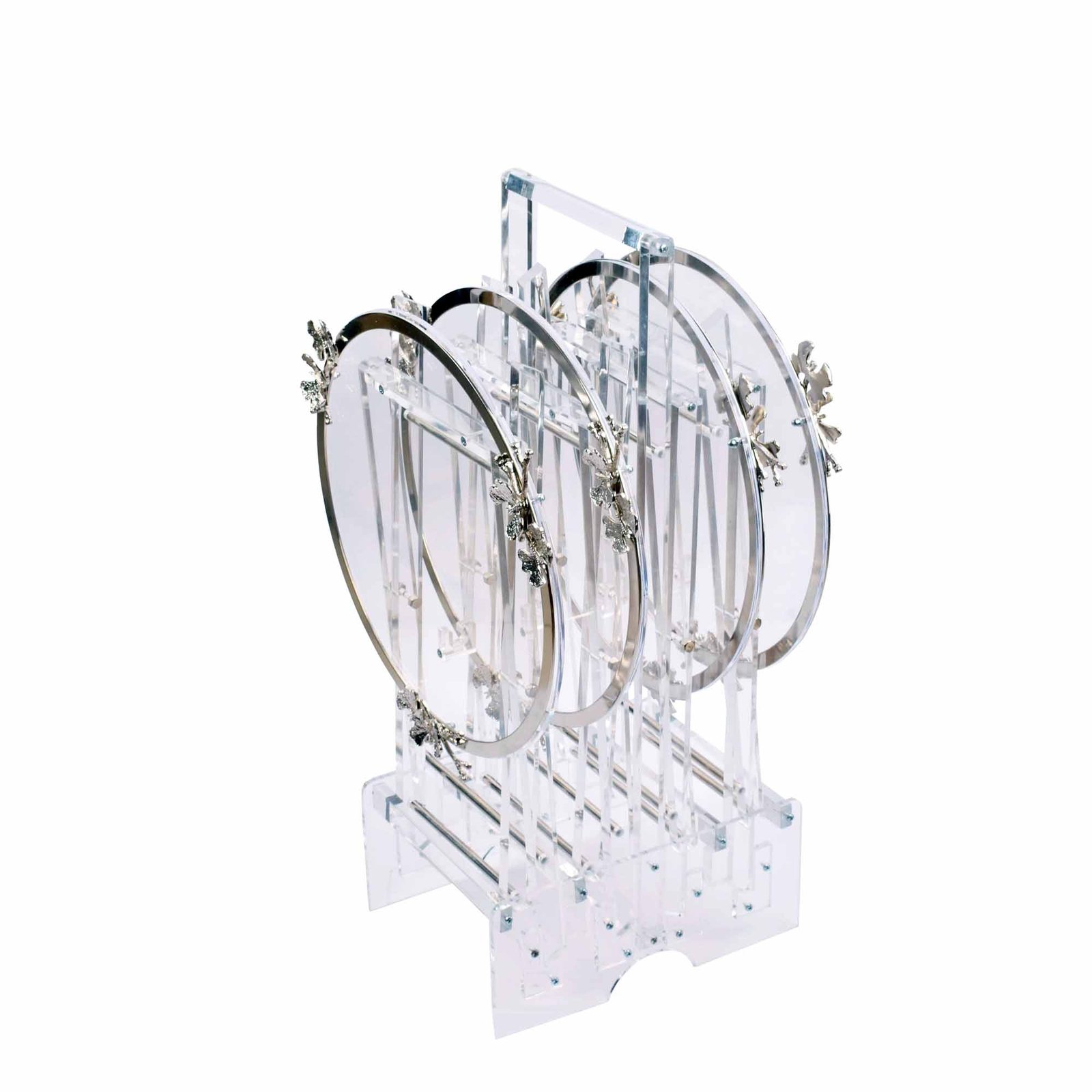 4PCS TABLE SET BUTTERFLY ROUND BORDER SILVER