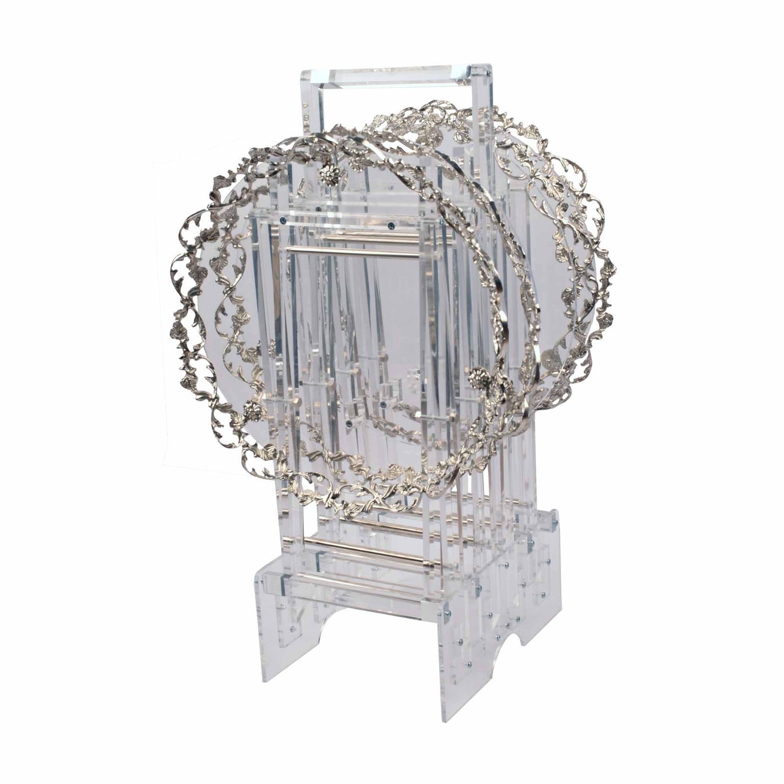 4 Pcs Acrylic Round Table S Model Clear Silver
