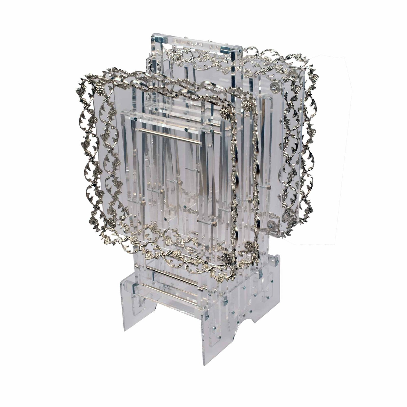 4 Pcs Acrylic Square Table S Model Clear Silver