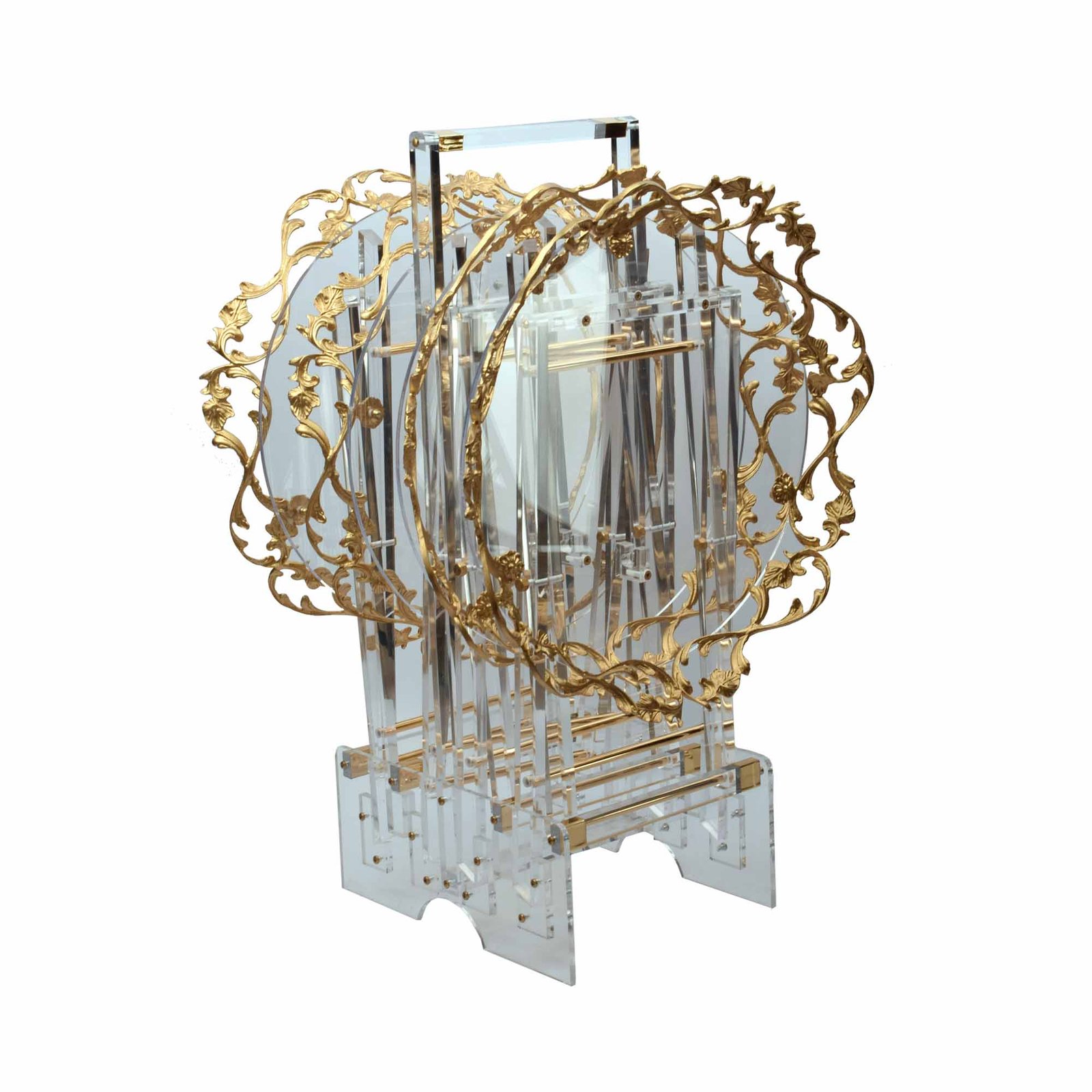 4 Pcs Acrylic Round Table S Model Clear Gold