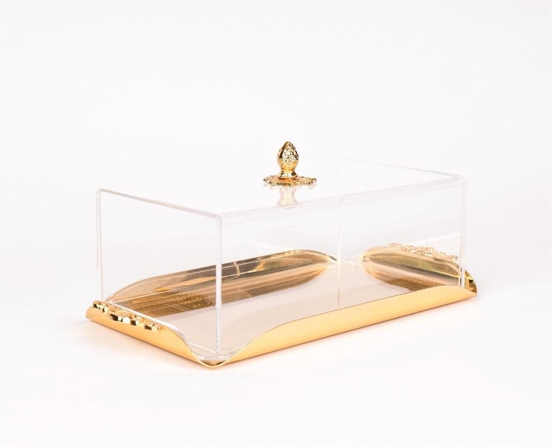 Rect English Cake Tray Gold Medium Size