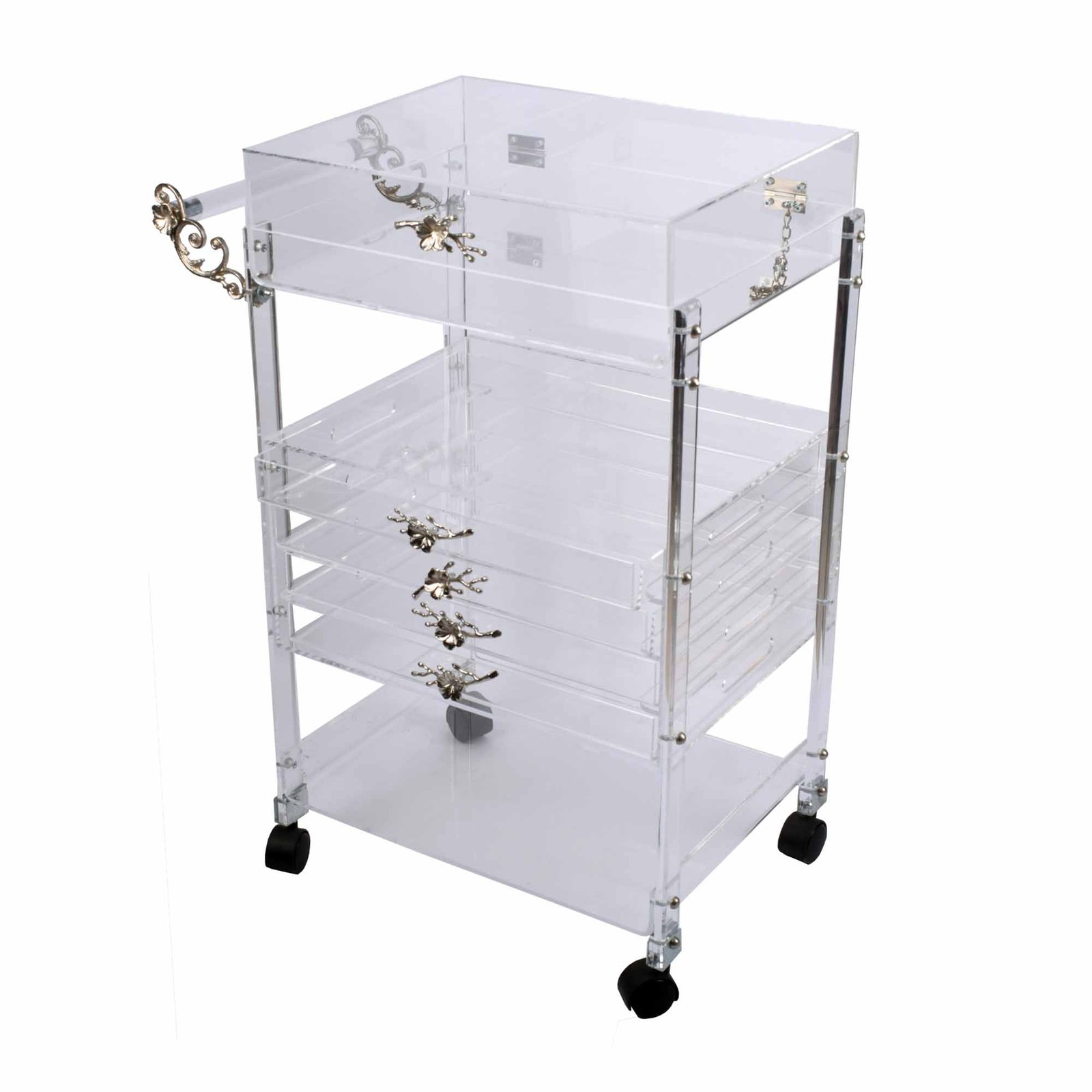 TROLLY ACRYLIC 4 DOORS TULIP SILVER WITH COVER SQUARE