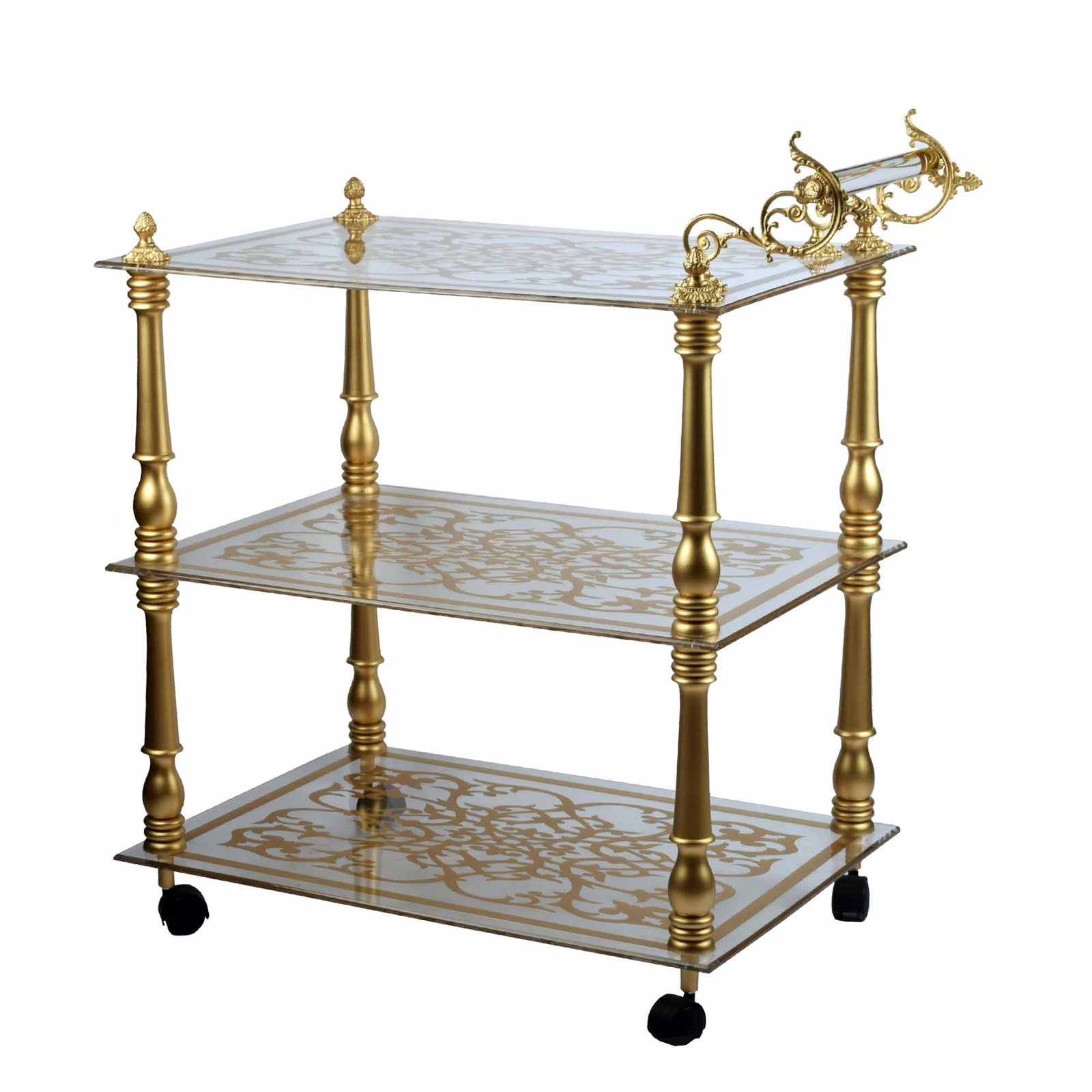 TROLLY ACRYLIC CLEAR LEG WOOD SHABAK GOLD