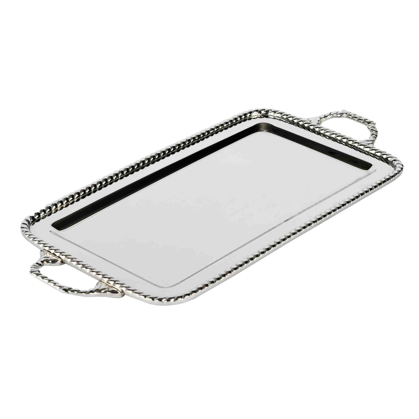 Rect Tray  Cord Model With Handle Silver Color
