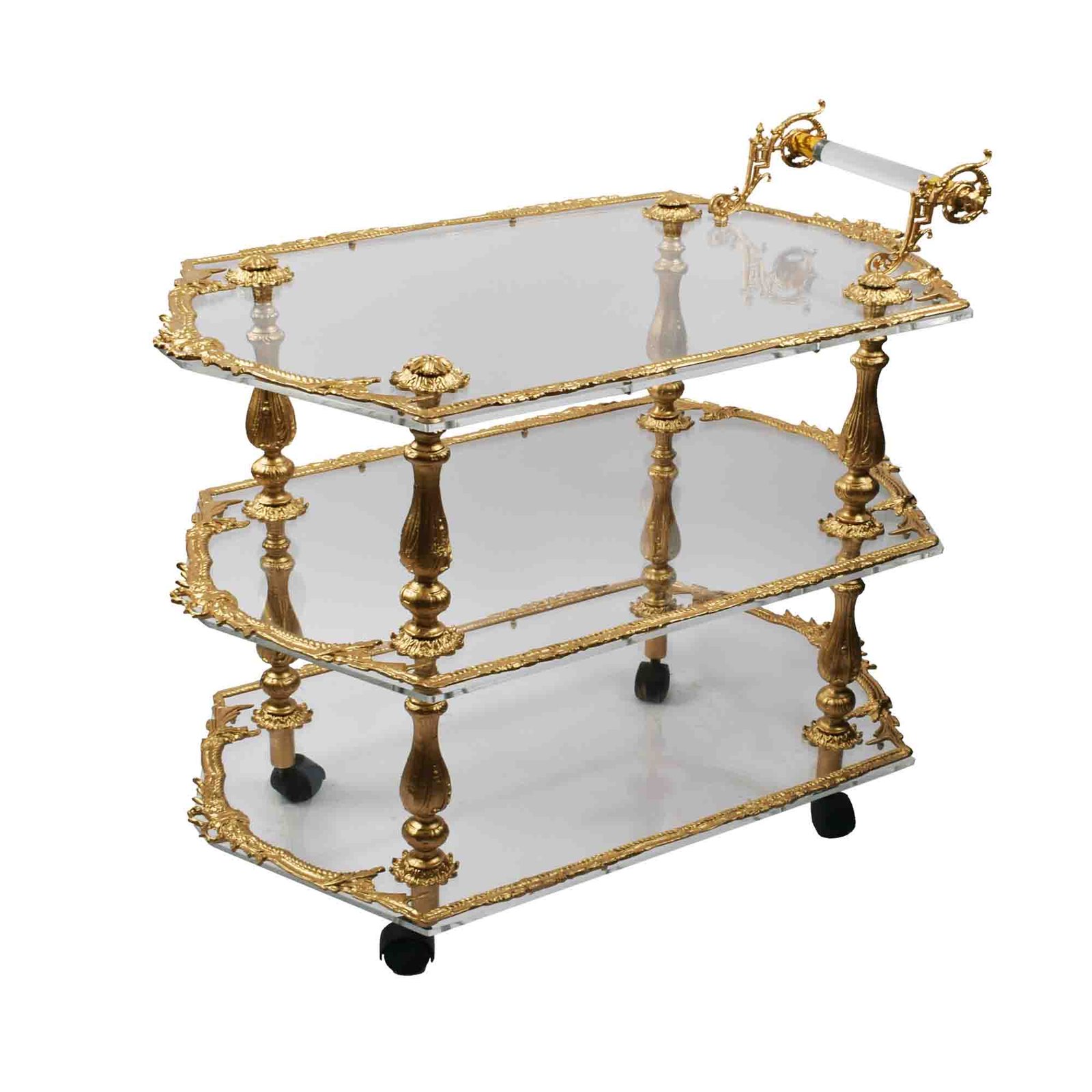 Acrylic Trolly Clear  Brass Edges Gold