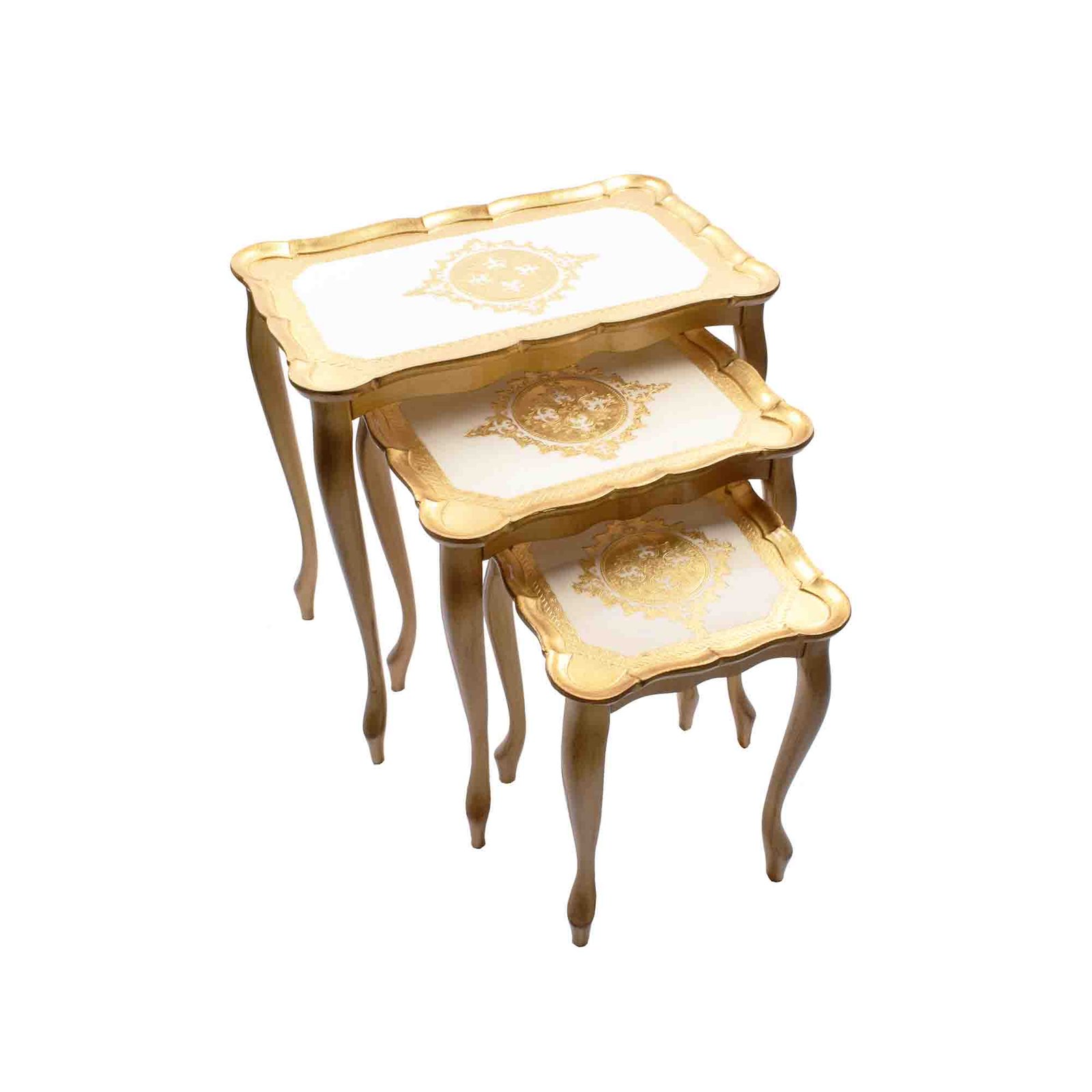 3 PCS TABLE SET GOLD WHITE COLOR