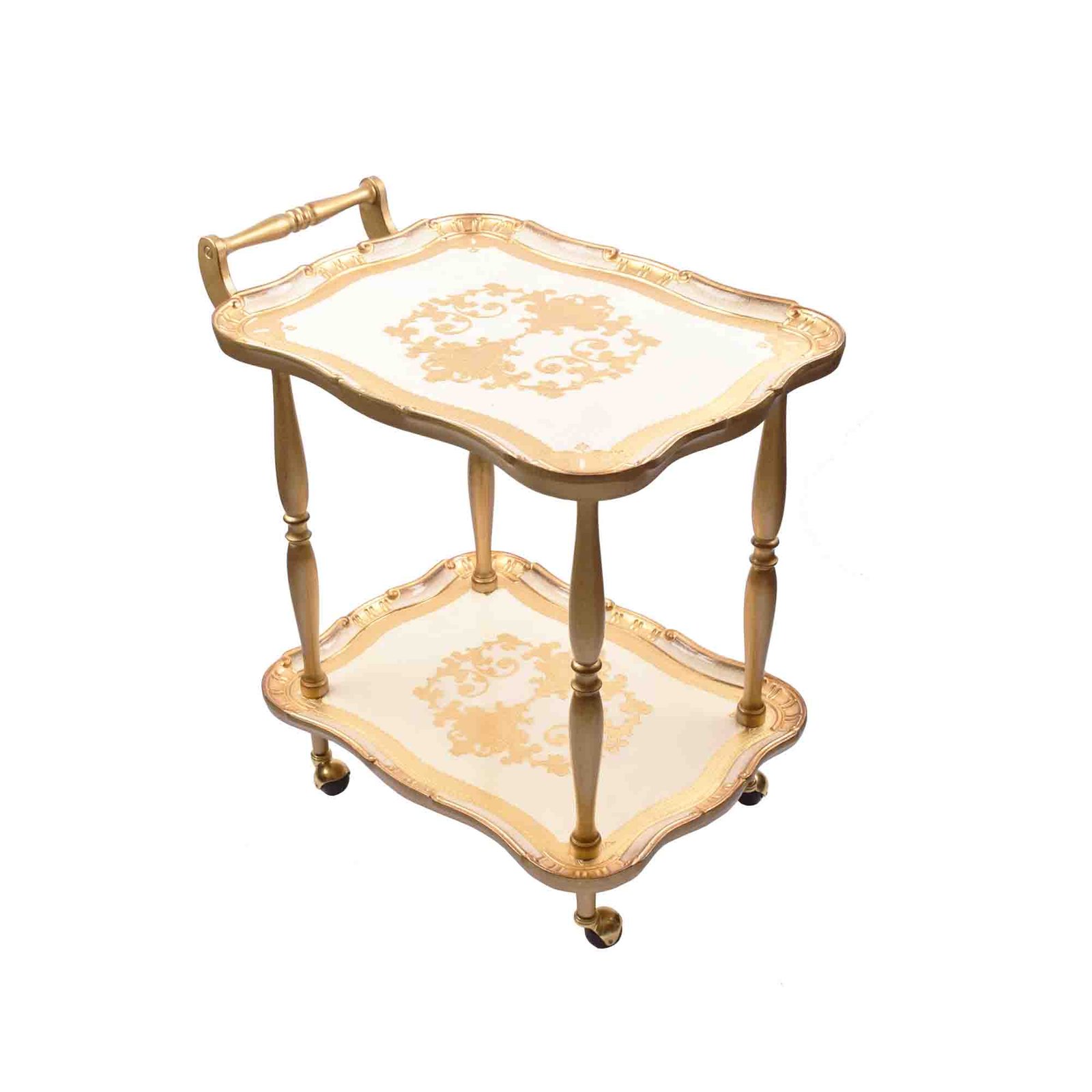 Wooden Italy Trolly Gold White Color