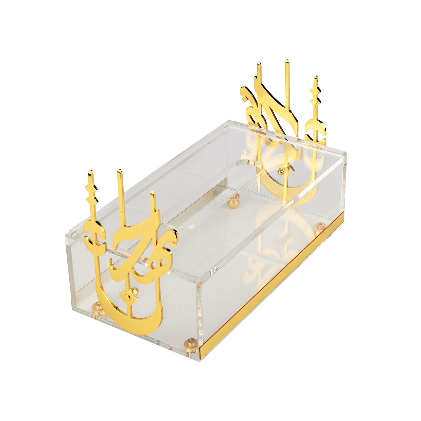 ACRYLIC TISSUE BOX RECT HOURF GOLD