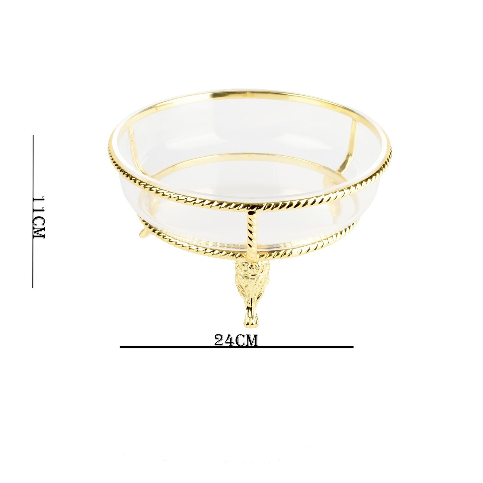 SALAD BOWL CORD GOLD WITH ACRYLIC INSIDE SIZE 24 CM