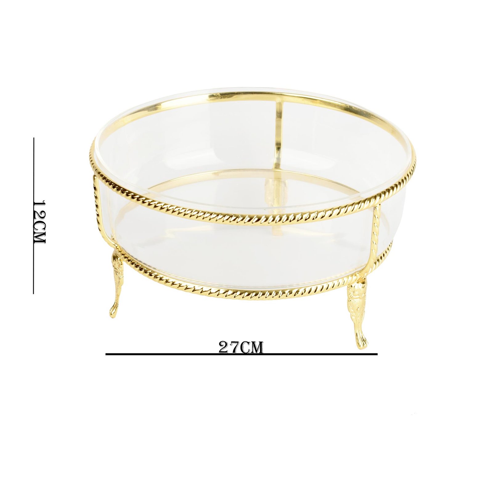 SALAD BOWL CORD GOLD WITH ACRYLIC INSIDE SIZE 27 CM